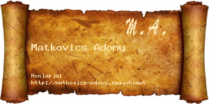 Matkovics Adony névjegykártya